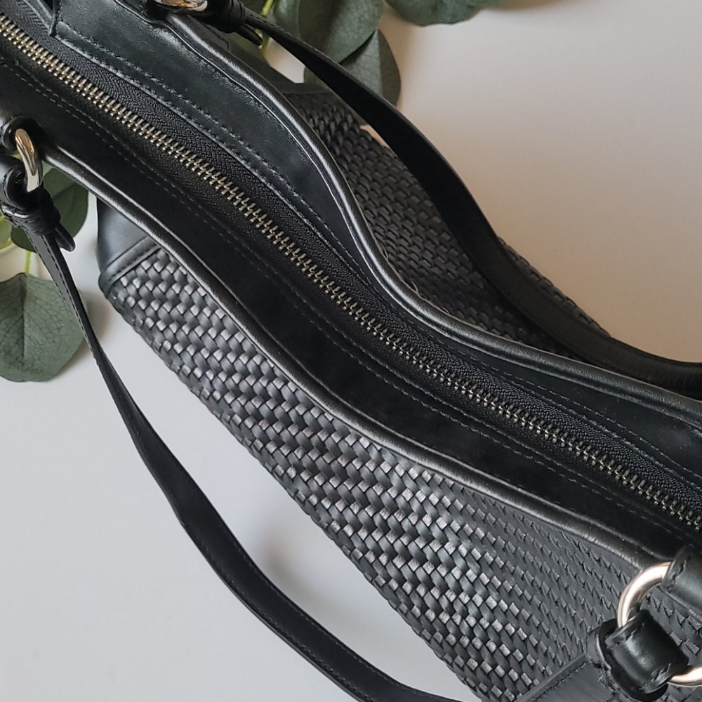 Coach Black & Gray Basketweave Tote Shoulder Bag - Picture 6 of 7